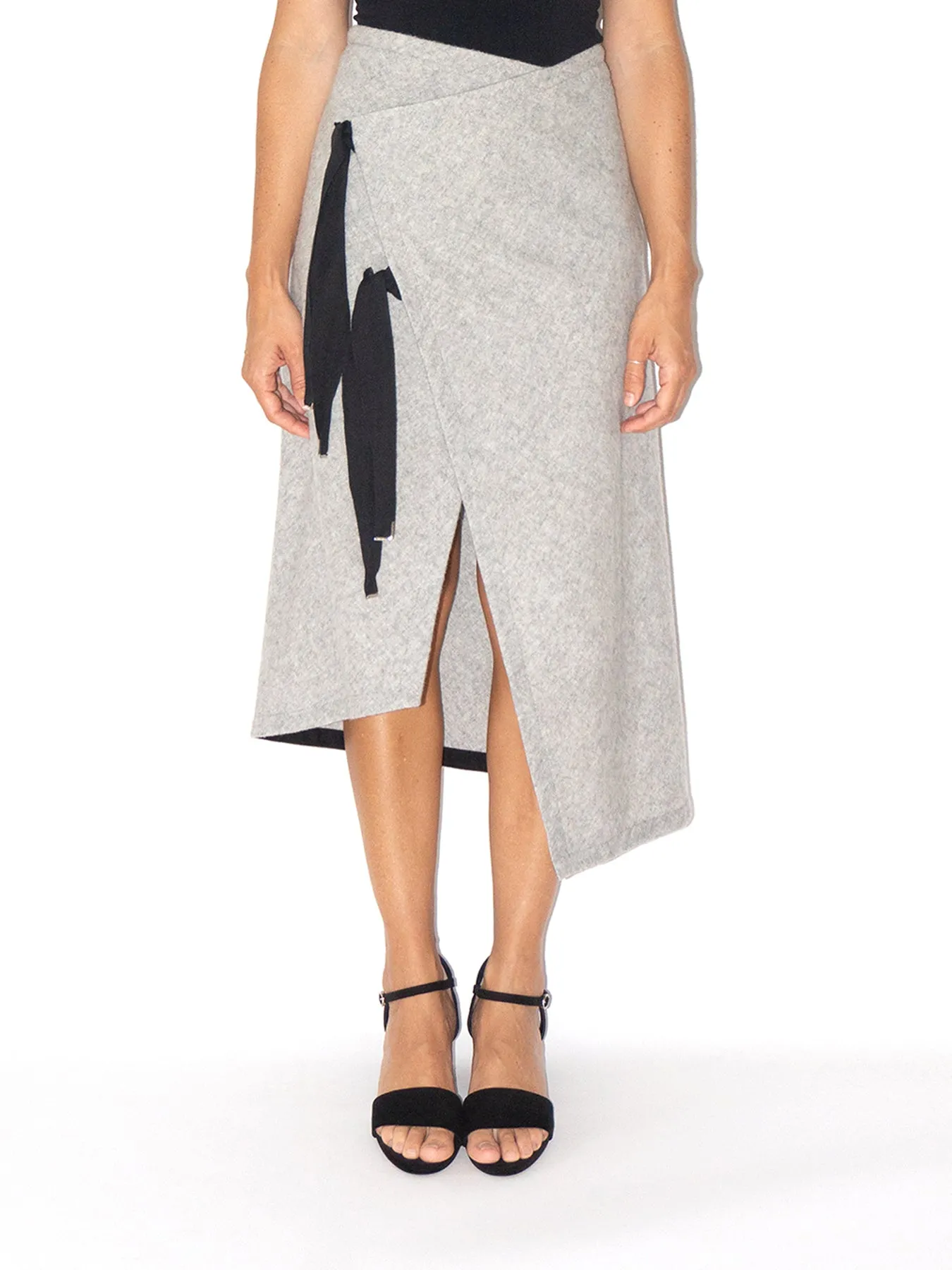 Cin Wool Skirt, Grey / Black