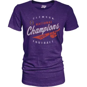 Clemson Tigers 2018-2019 Football National Champions WOMEN Purple Soft T-Shirt