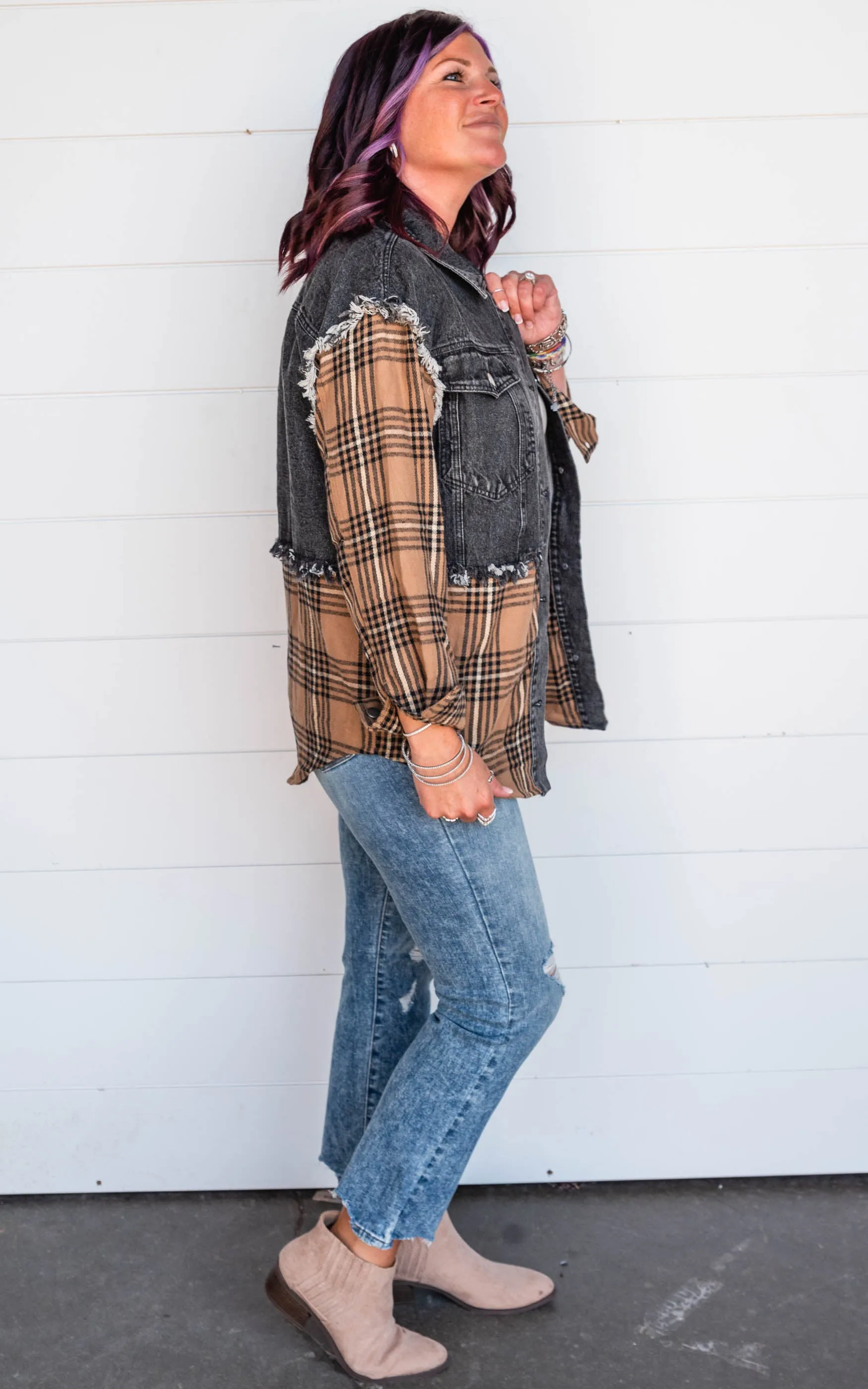 Color Block Plaid Jacket by Peach Love - Final Sale