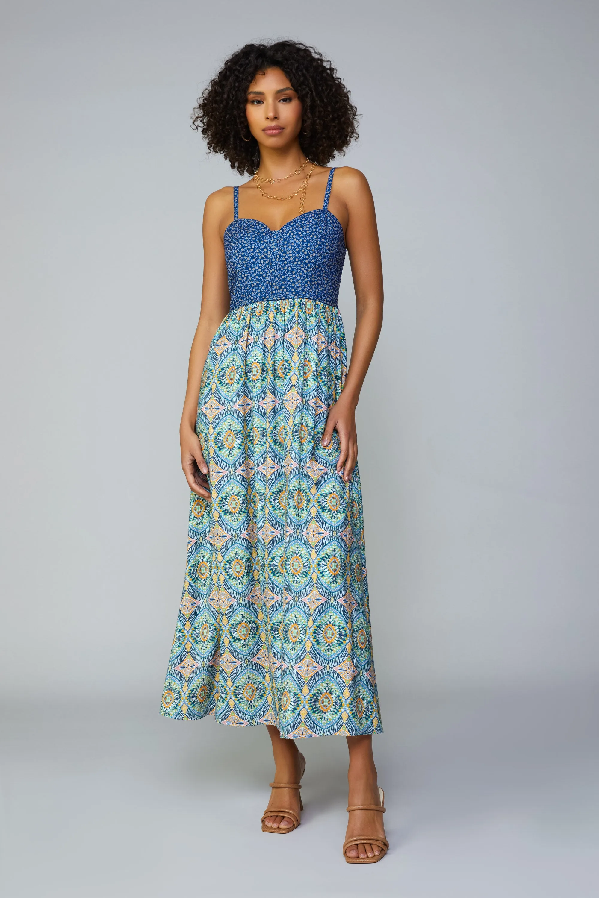 Contrast Quilted Maxi Dress