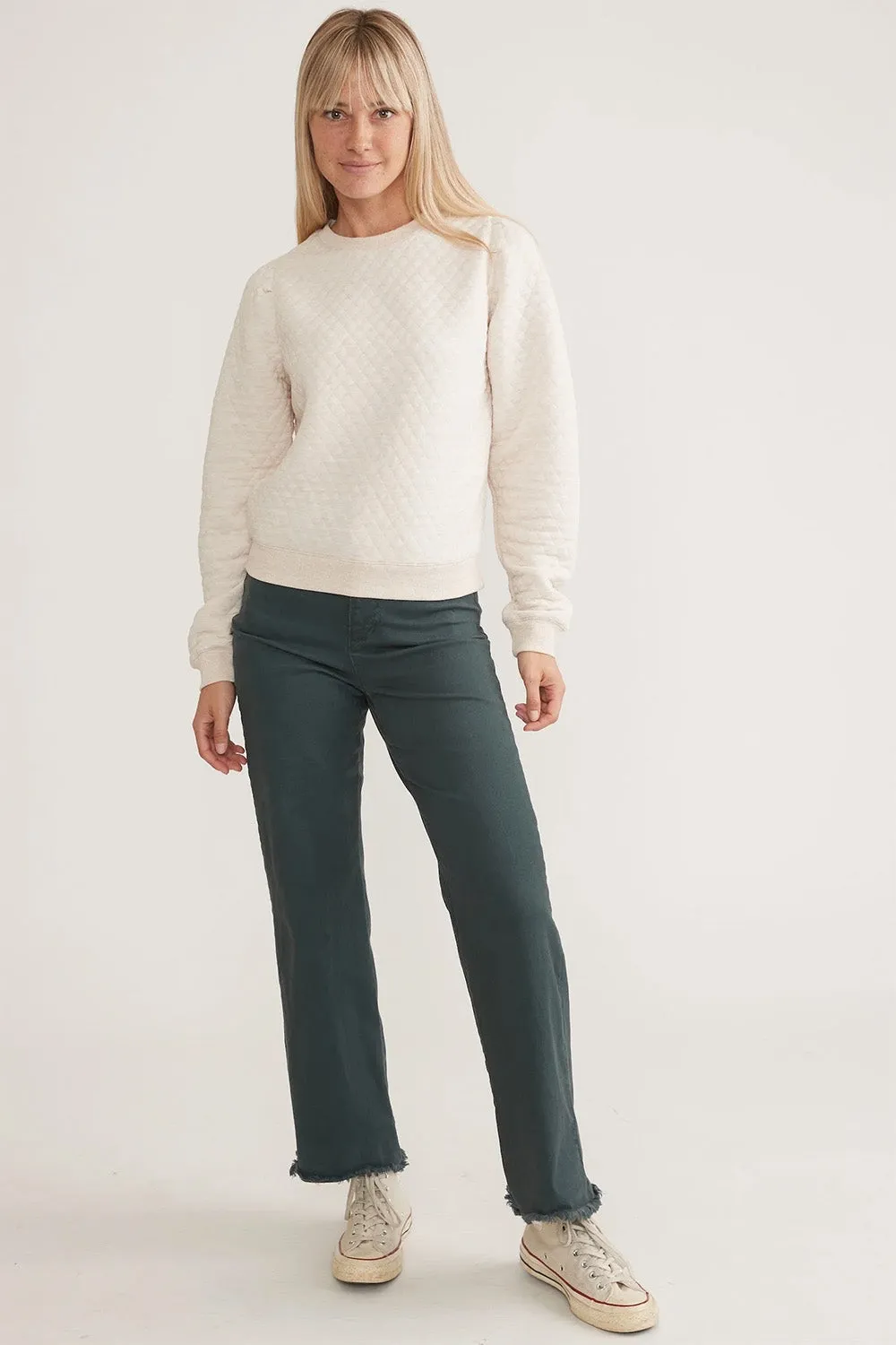 CORBET QUILTED PUFF SLEEVE CREWNECK