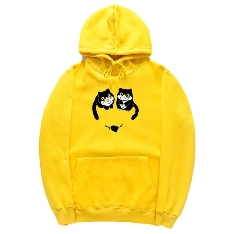 CORIRESHA Teen Cute Cat Hoodie Long Sleeve Drawstring Kangaroo Pocket Heart Sweatshirt