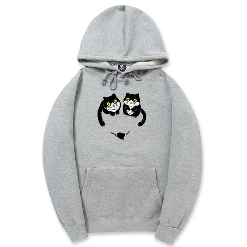 CORIRESHA Teen Cute Cat Hoodie Long Sleeve Drawstring Kangaroo Pocket Heart Sweatshirt