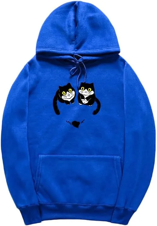 CORIRESHA Teen Cute Cat Hoodie Long Sleeve Drawstring Kangaroo Pocket Heart Sweatshirt