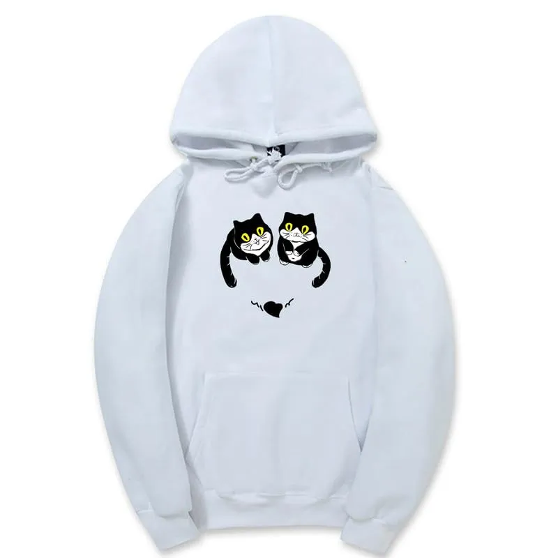 CORIRESHA Teen Cute Cat Hoodie Long Sleeve Drawstring Kangaroo Pocket Heart Sweatshirt