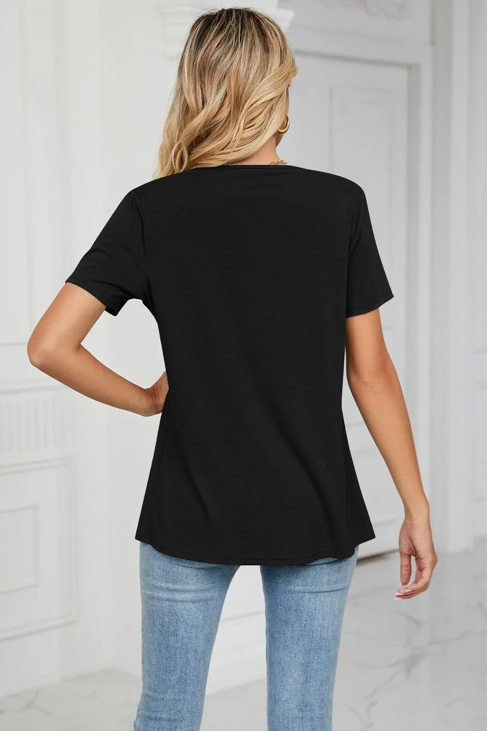 Cowl Neck Tulip Hem T-Shirt