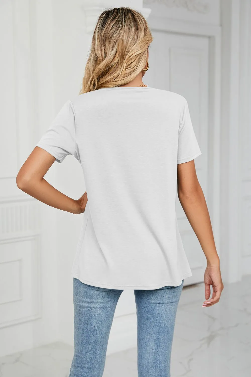 Cowl Neck Tulip Hem T-Shirt