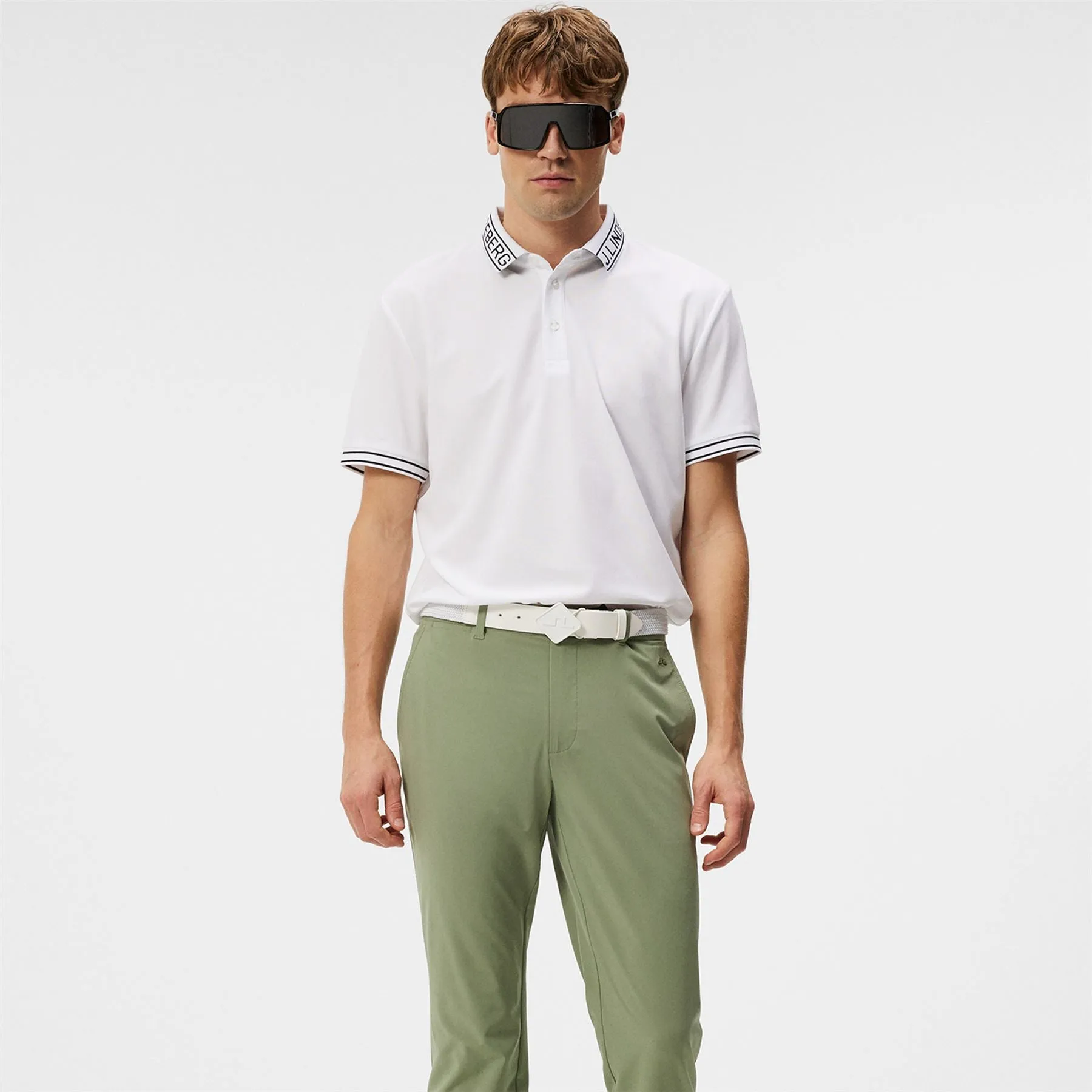 Cuff Double Weave Stretch Jogger Golf Trousers Oil Green - SS24