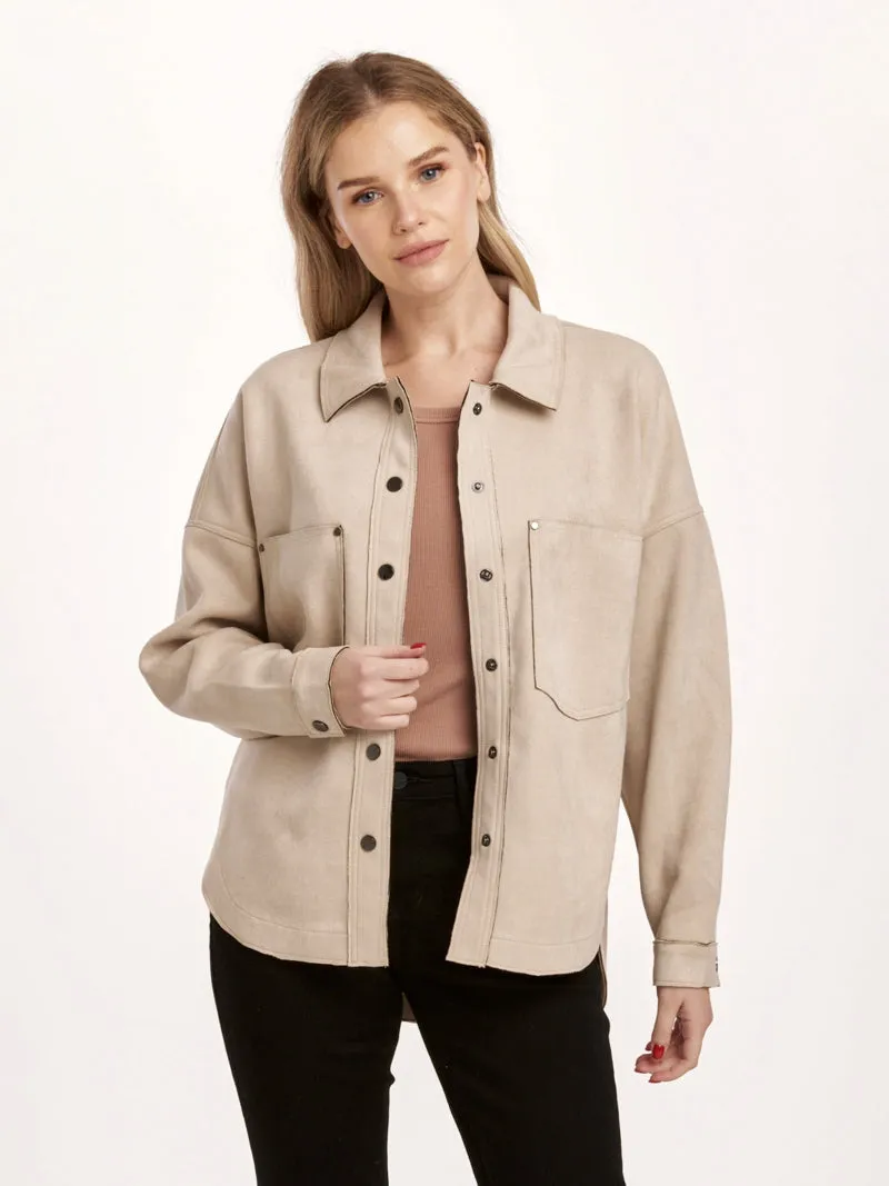 Dear John Gina Suede Shacket - Foam Cream