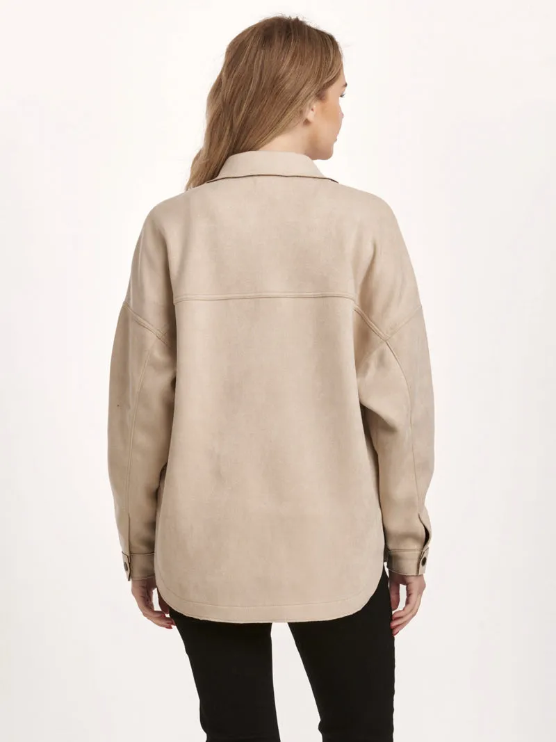 Dear John Gina Suede Shacket - Foam Cream