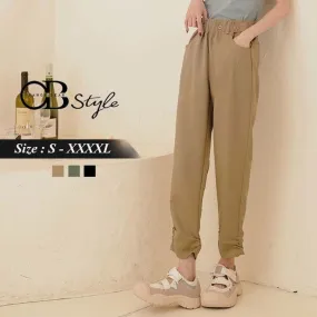 ELEGANT ELASTIC WAIST POCKET STRAIGHT PANTS