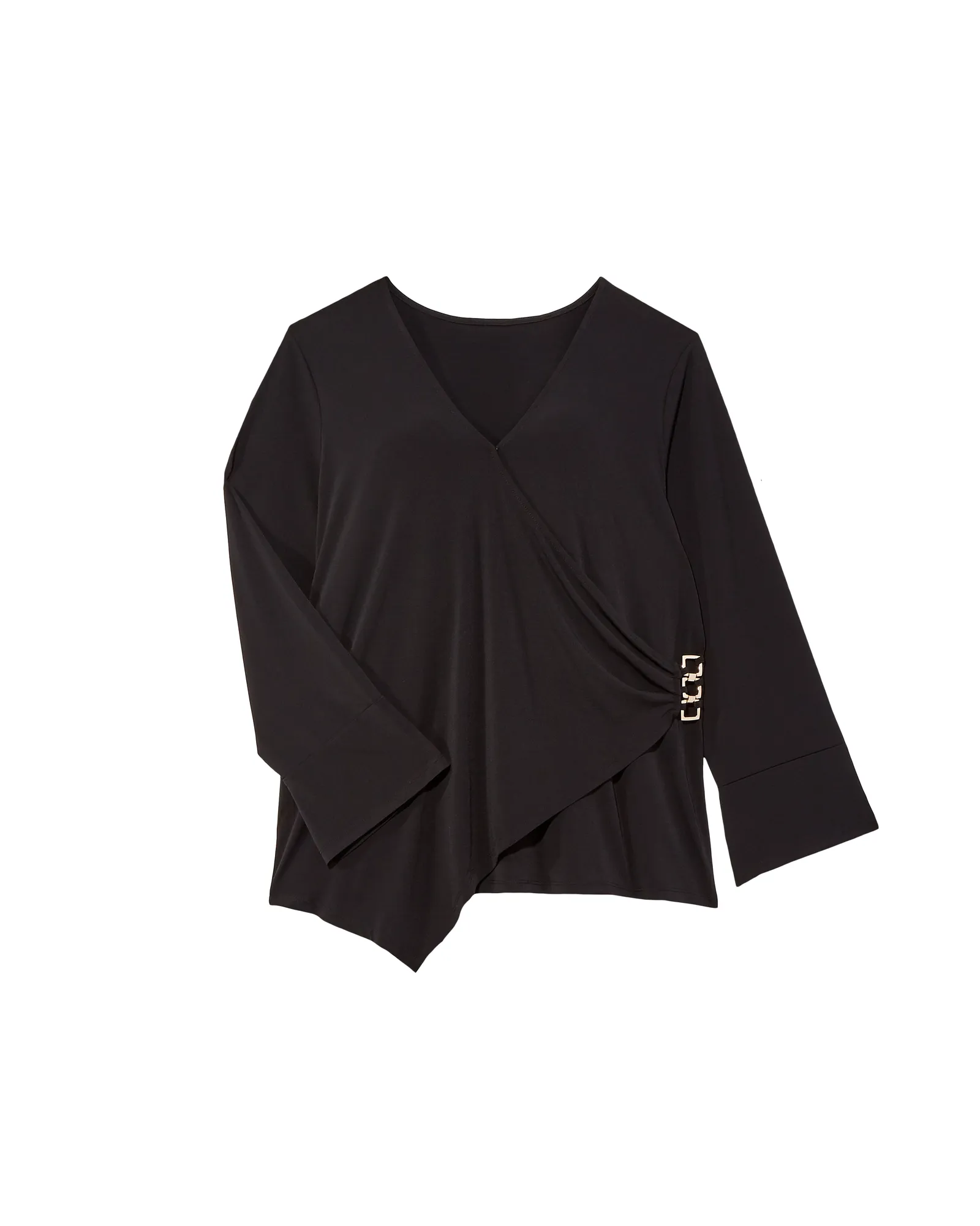 Elizabeth Buckle Wrap top | Black / Silver