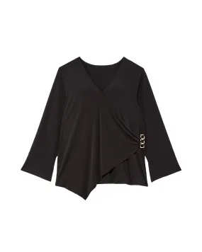 Elizabeth Buckle Wrap top | Black / Silver