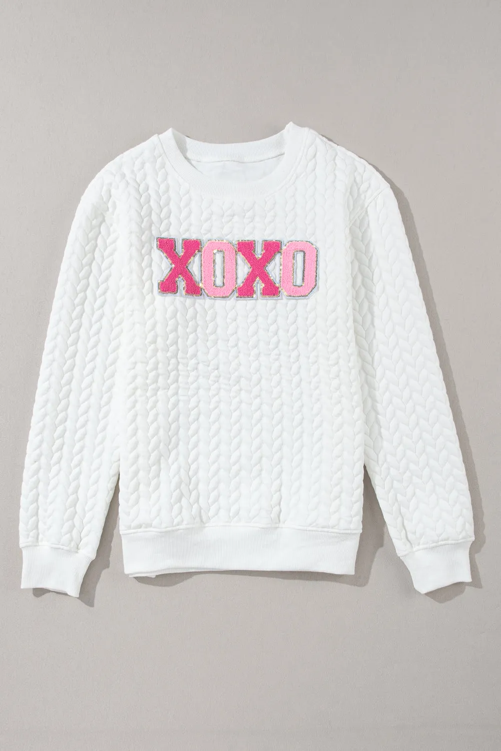 Embroidered Cable Knit Sweatshirt