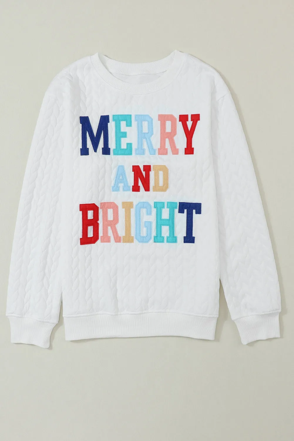 Embroidered Cable Knit Sweatshirt