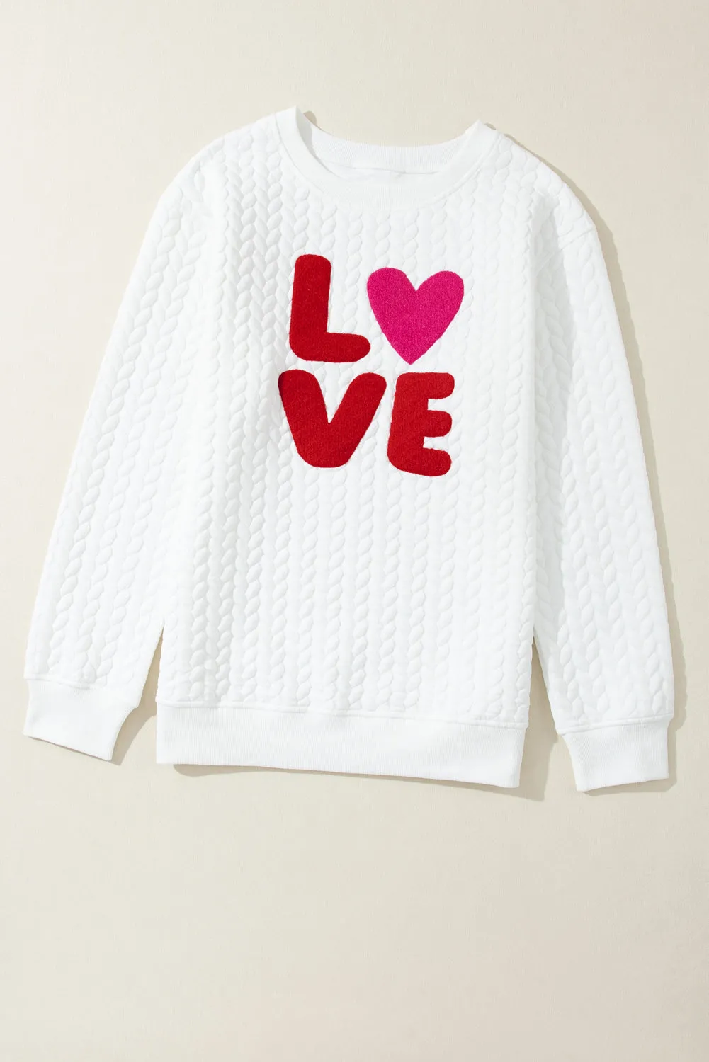 Embroidered Cable Knit Sweatshirt