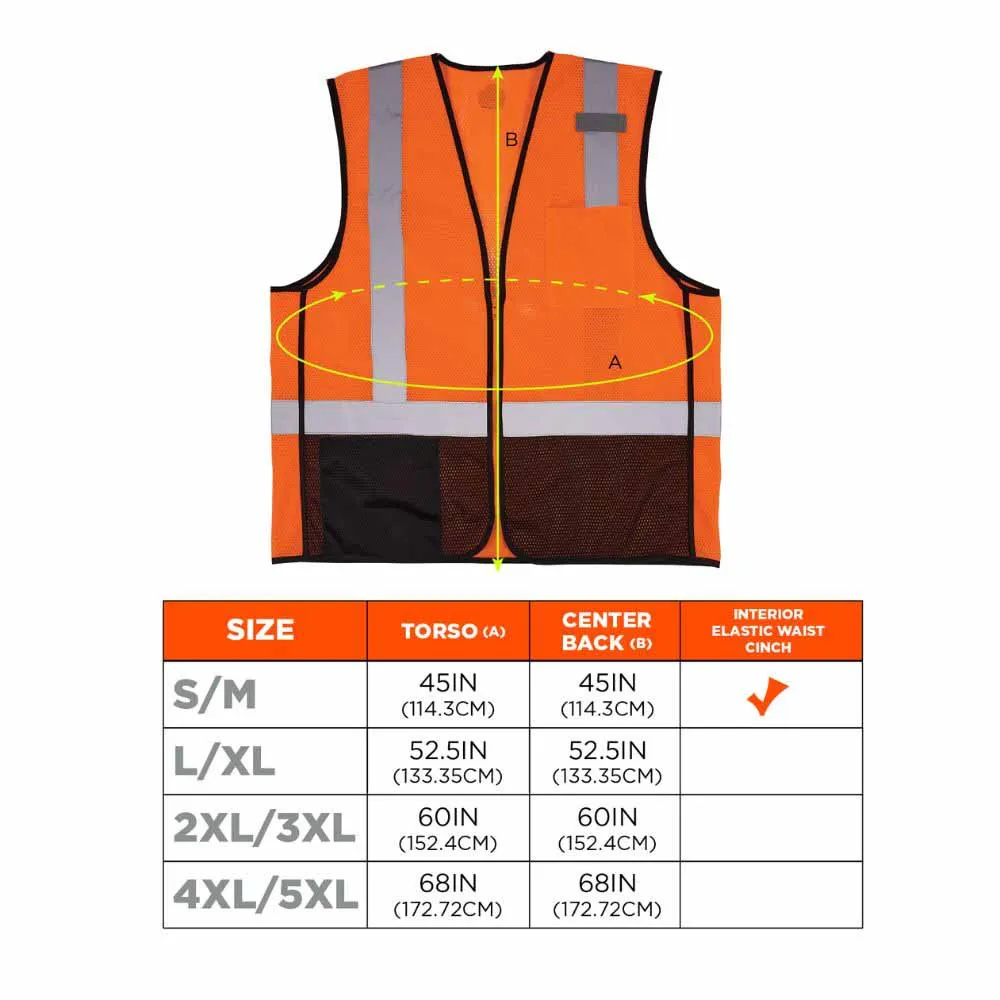 Ergodyne 23027 8210ZBK 2XL/3XL Orange Hi Vis Safety Vest