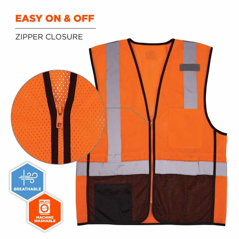 Ergodyne 23027 8210ZBK 2XL/3XL Orange Hi Vis Safety Vest