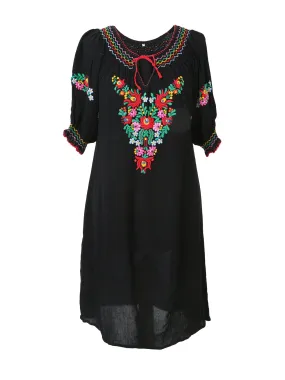 Eva Embroidered Dress, Black