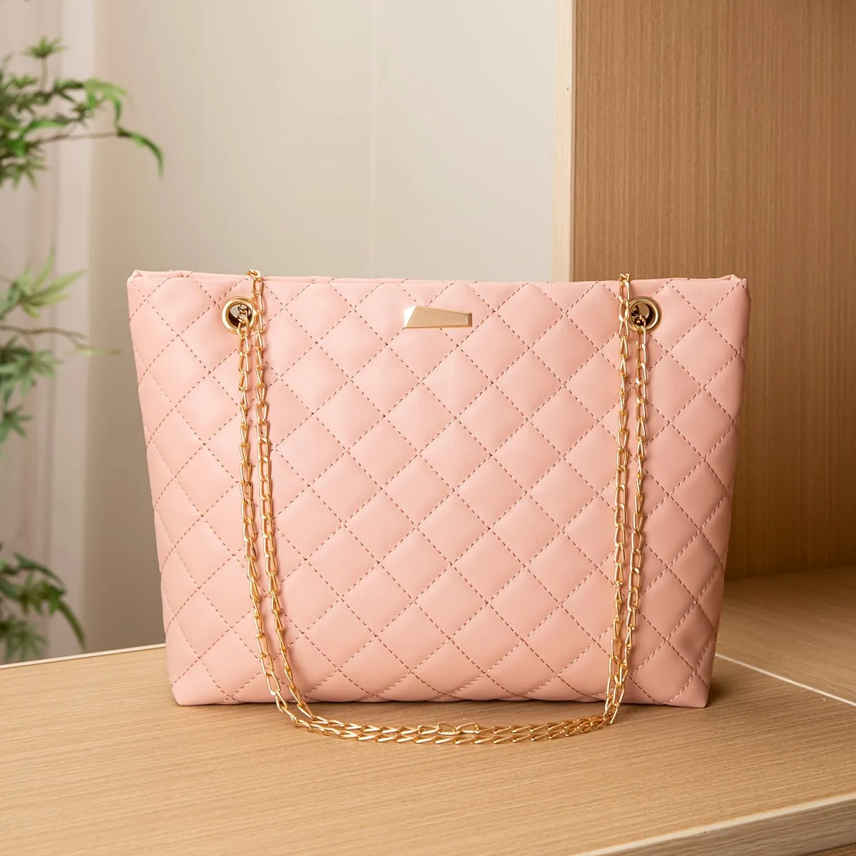 Fashion Chain Tote Bag Luxurious Argyle Quilted Shoulder Bag