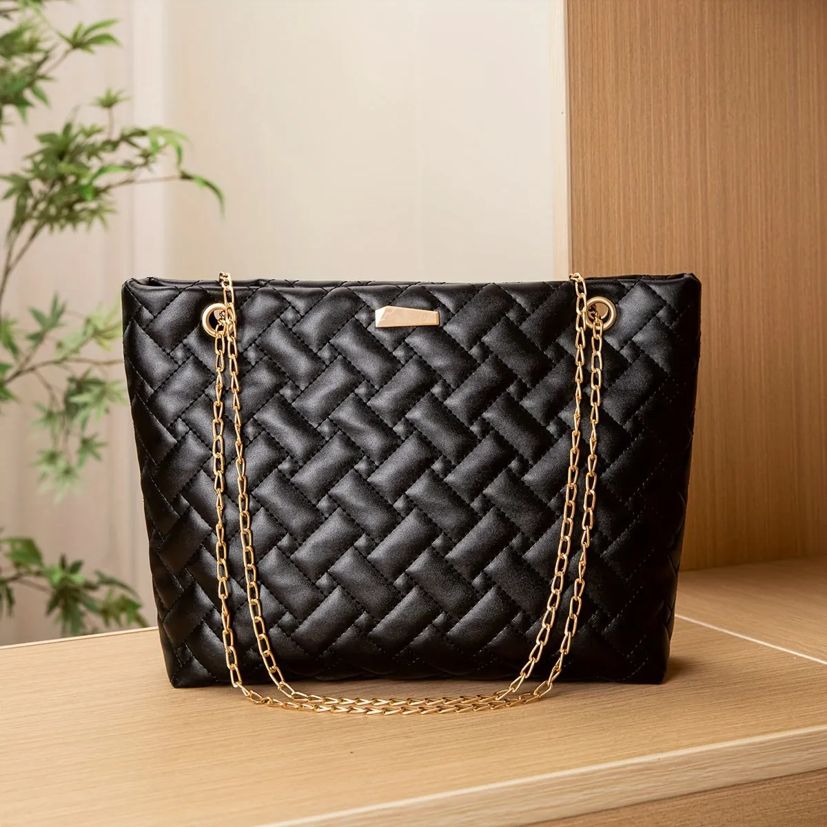 Fashion Chain Tote Bag Luxurious Argyle Quilted Shoulder Bag