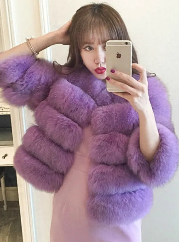 Faux Fur Coat Elegant Thick Warm Outerwear Fake Fur Jacket