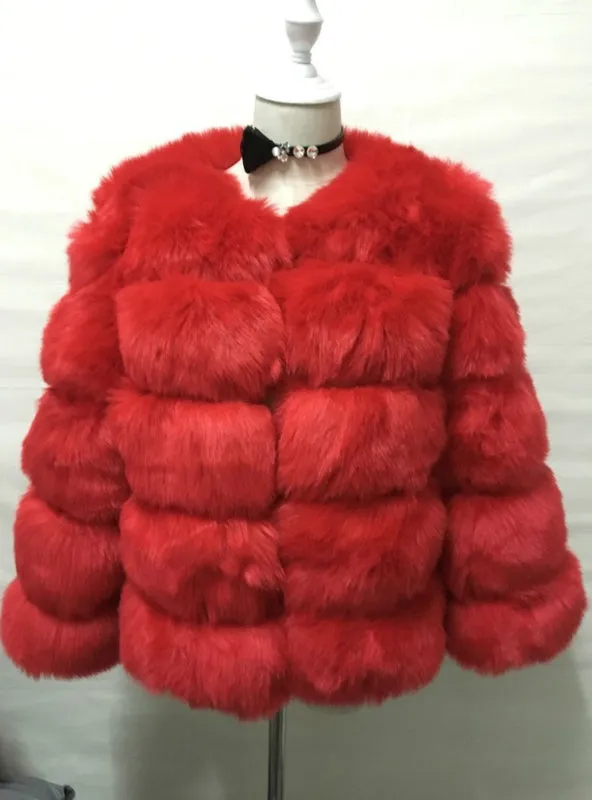 Faux Fur Coat Elegant Thick Warm Outerwear Fake Fur Jacket