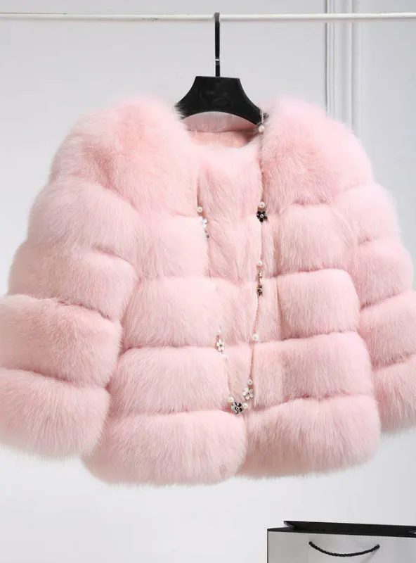 Faux Fur Coat Elegant Thick Warm Outerwear Fake Fur Jacket