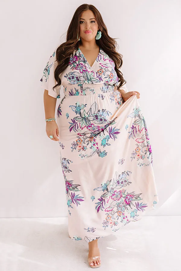 Feeling Decadent Floral Maxi Dress in Peach Curves