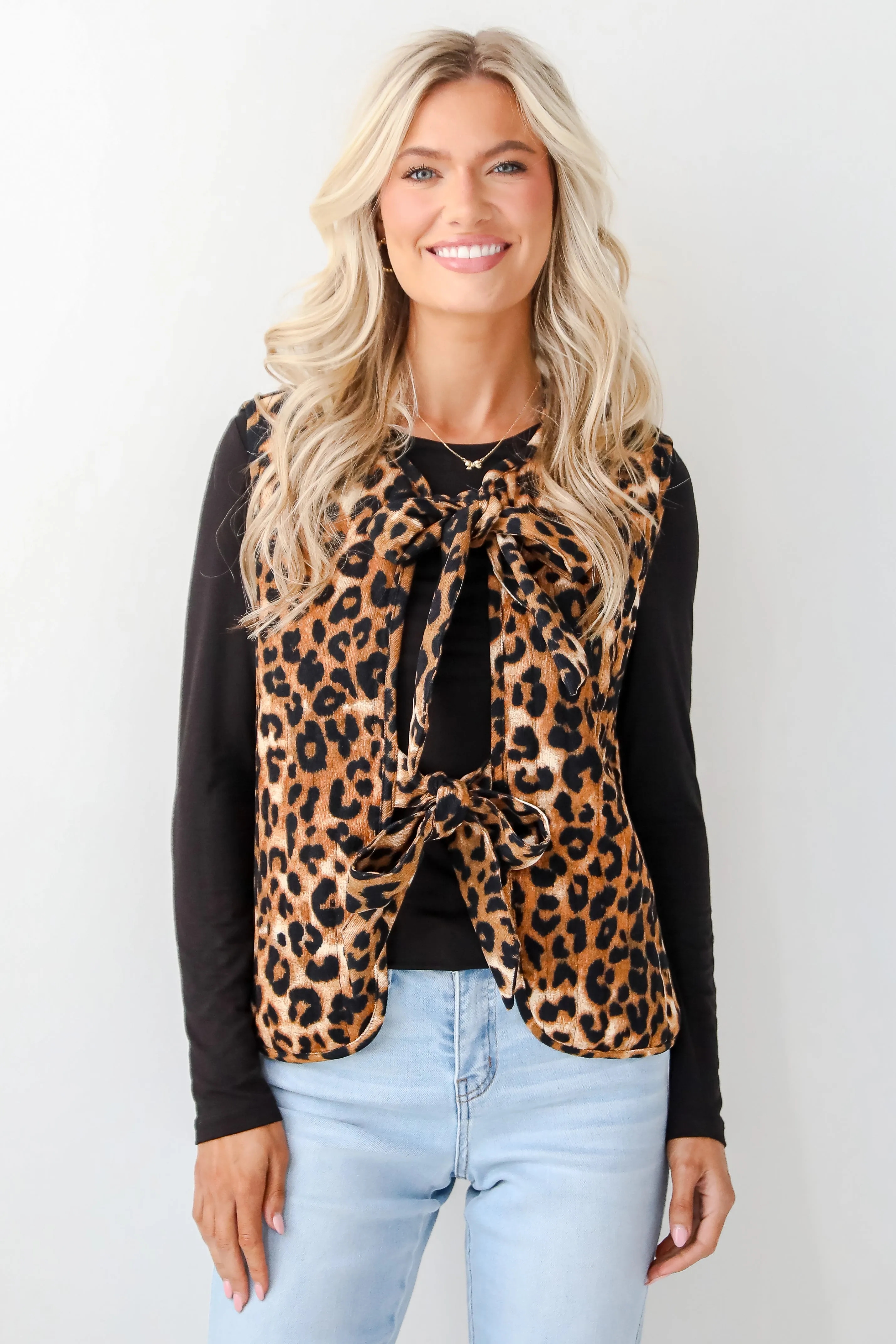 Fierce Perfection Leopard Corduroy Tie Vest