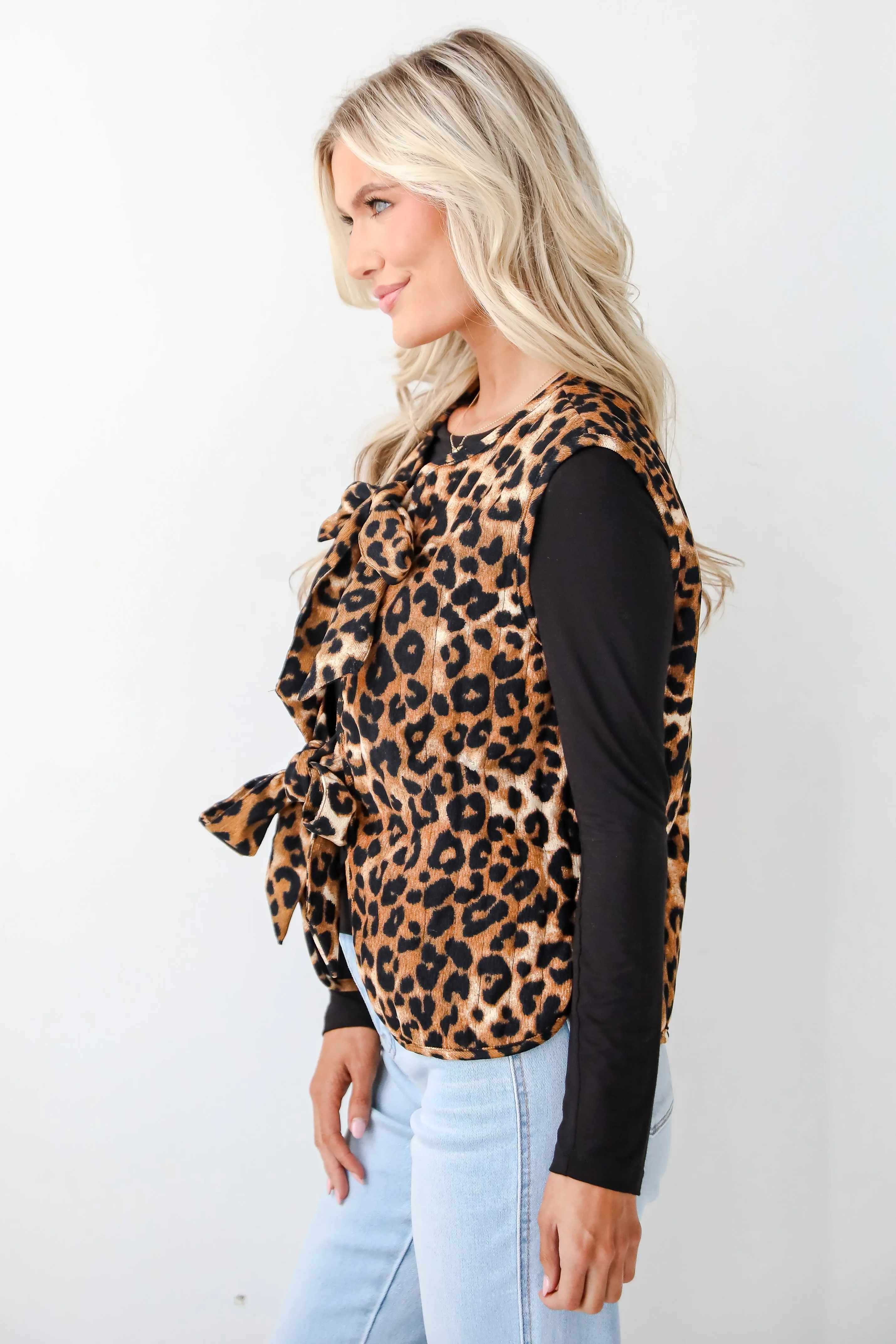 Fierce Perfection Leopard Corduroy Tie Vest