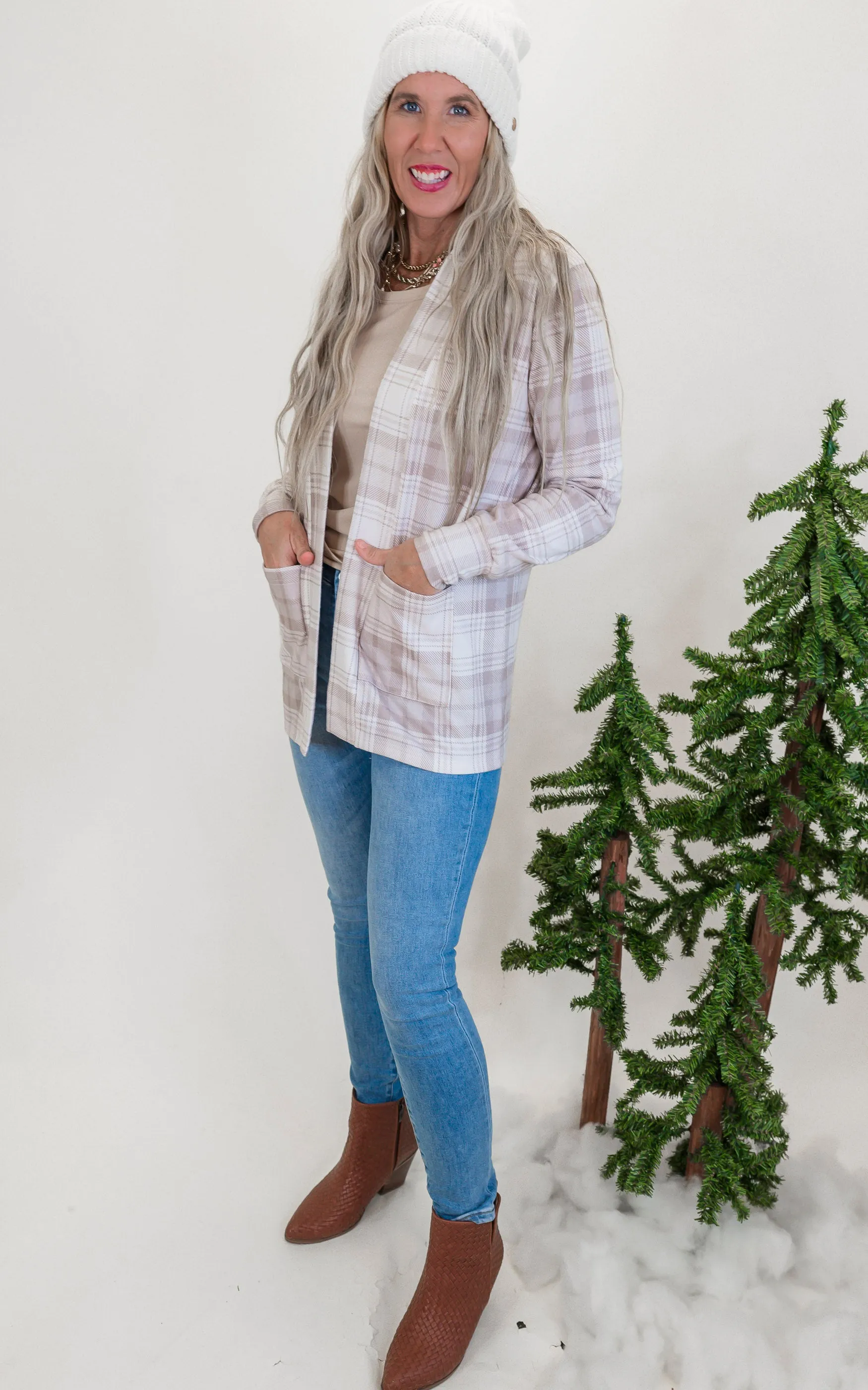 Forever Favorite Plaid Cardigan in Cream Mocha #3 | Salty Wave**Start Ship Date: Nov 29th*DEAL