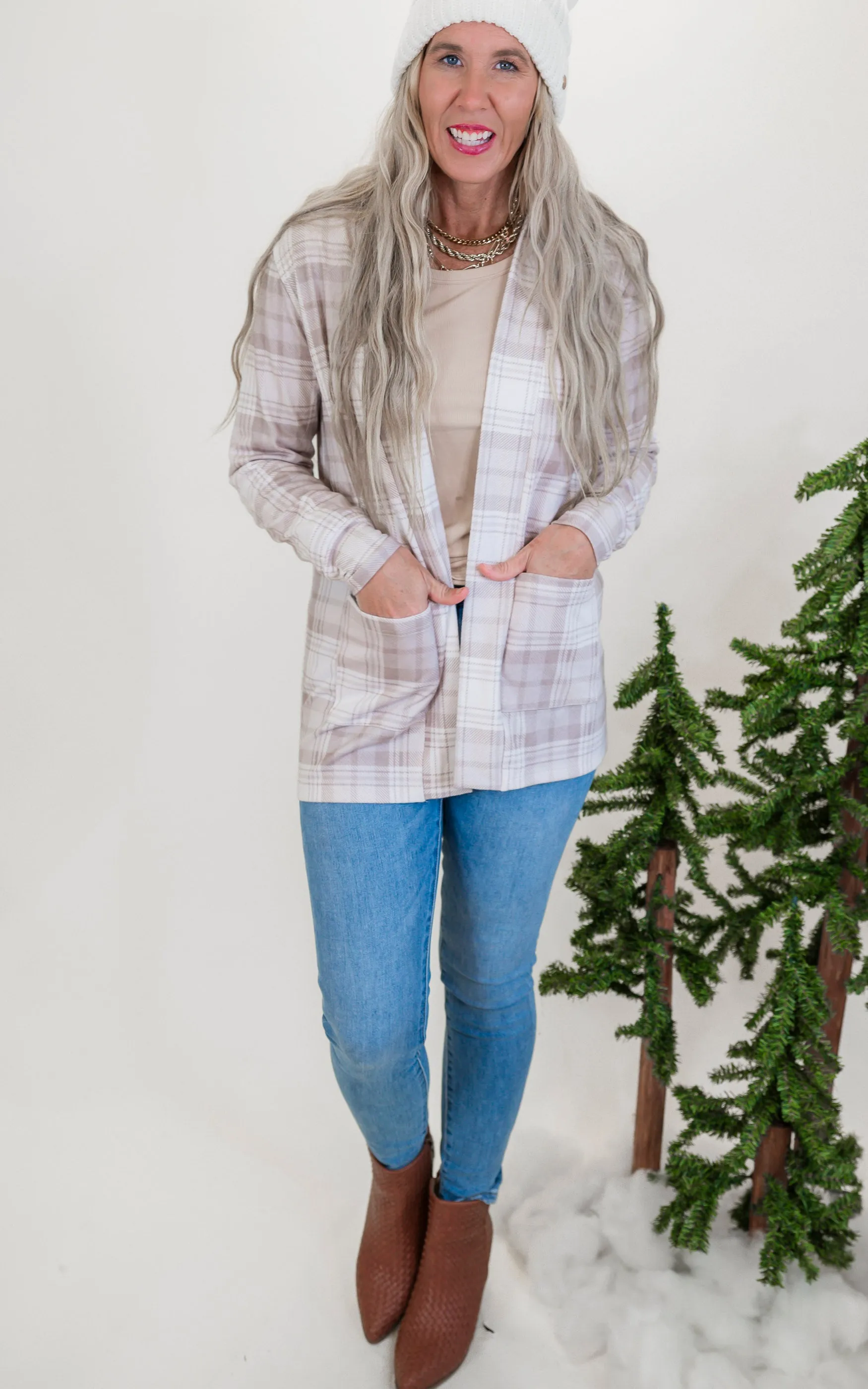 Forever Favorite Plaid Cardigan in Cream Mocha #3 | Salty Wave**Start Ship Date: Nov 29th*DEAL