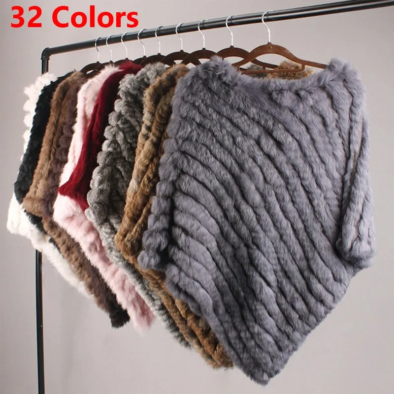 Fur Knitted Fur Poncho Vest Fashion Wrap Coat Shawl Lady Scarf Natural Fur Wedding Party Wholesale Cape