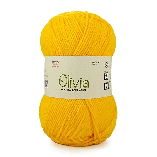 Ganga Olivia Hand Knitting and Crochet Yarn (Yellow) (100gms)