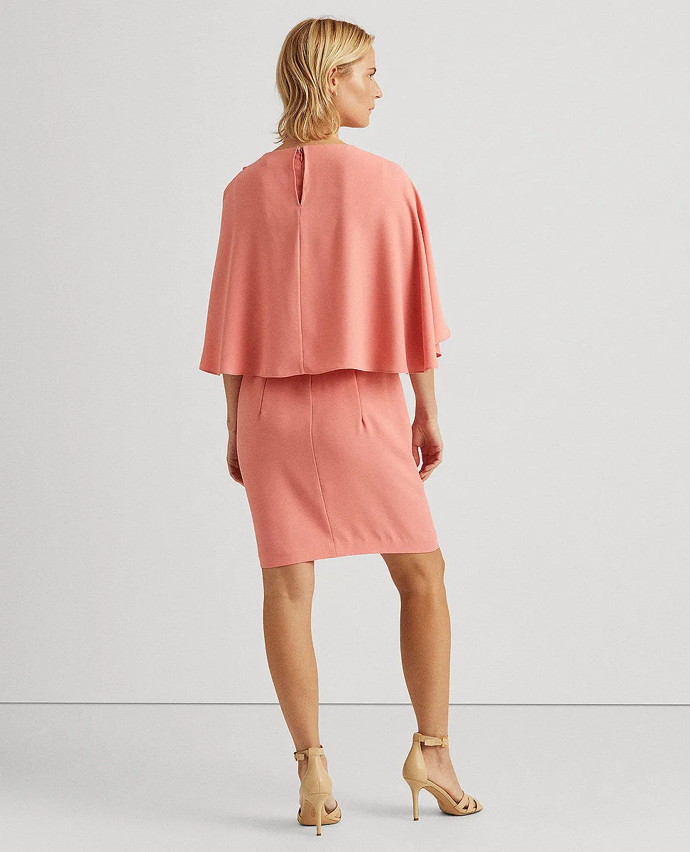 Georgette Cape Cocktail Dress In Pink