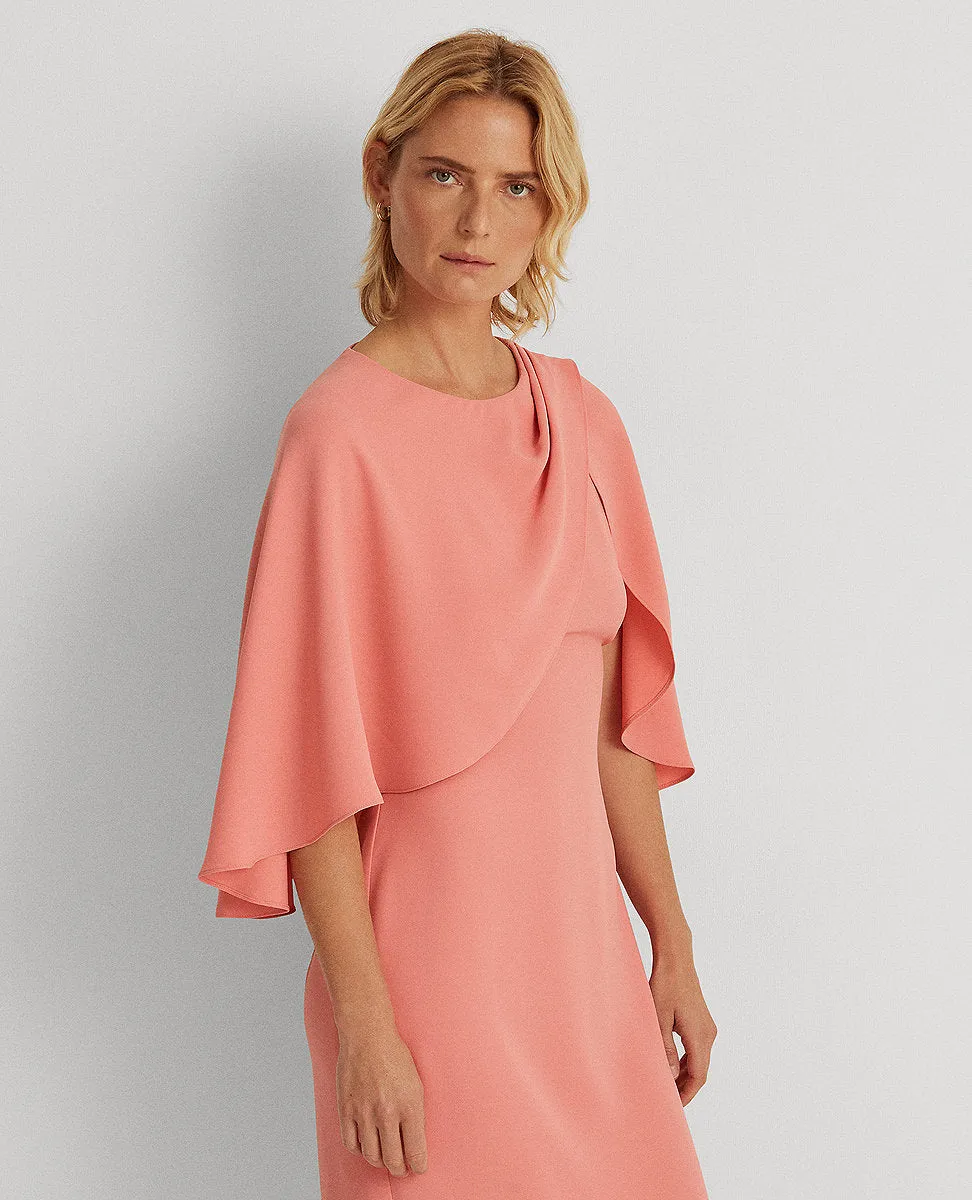 Georgette Cape Cocktail Dress In Pink