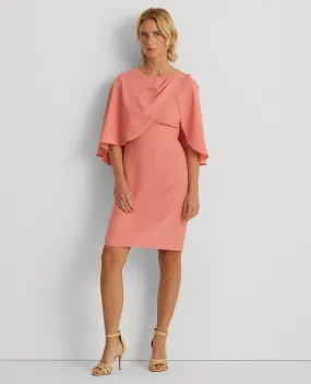 Georgette Cape Cocktail Dress In Pink