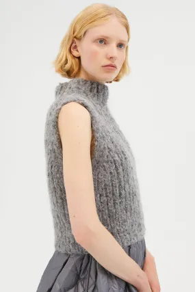 GEORGIA | VEST HAND KNITTED ALPACA GREY