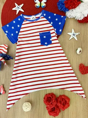 Girls 4th of July Themed Sidetail American Flag Dress