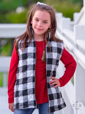 Girls' Basically a Lumberjack Gingham Puffer Vest