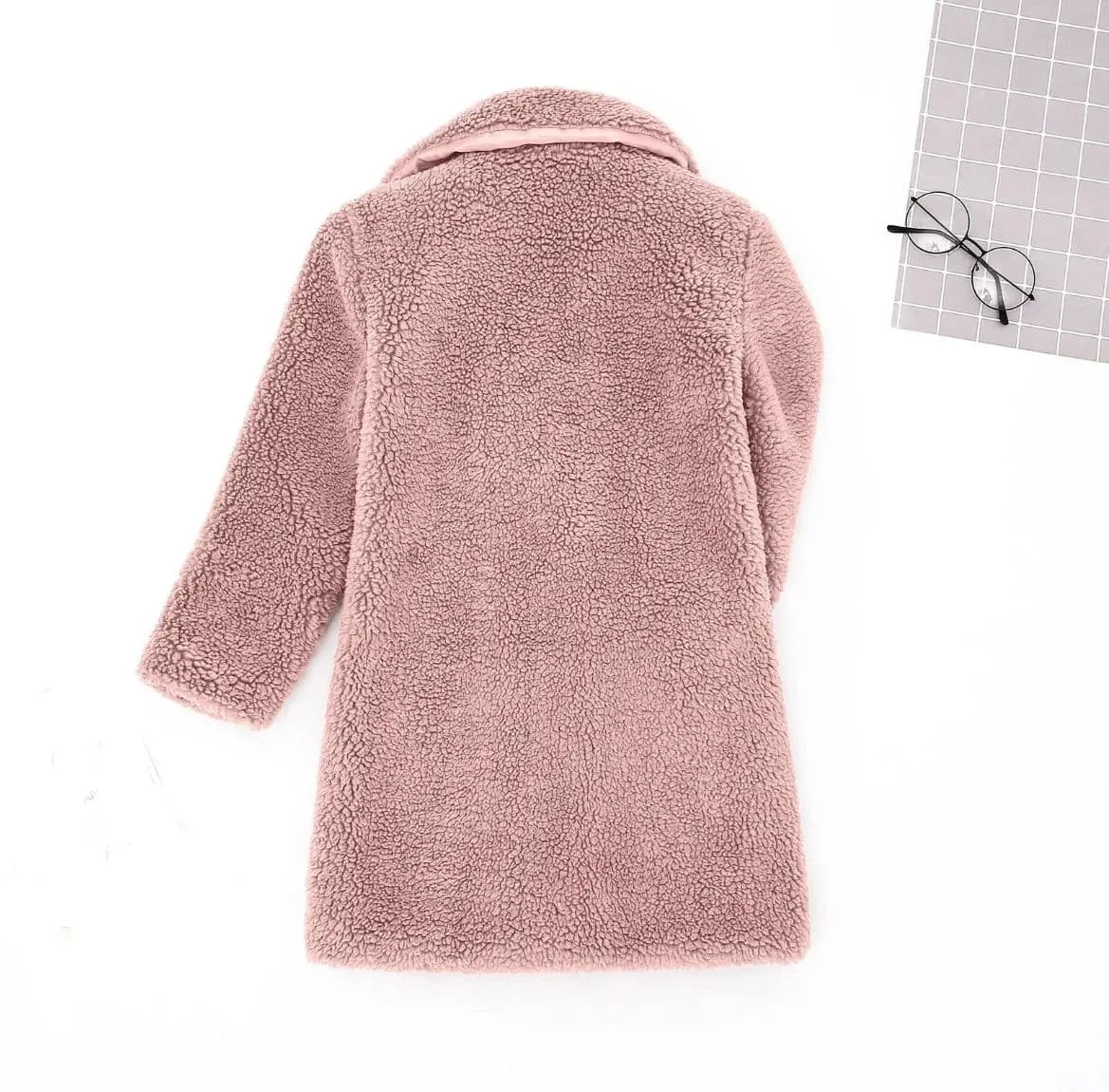 Girls Sherpa Coat - Dusty Pink