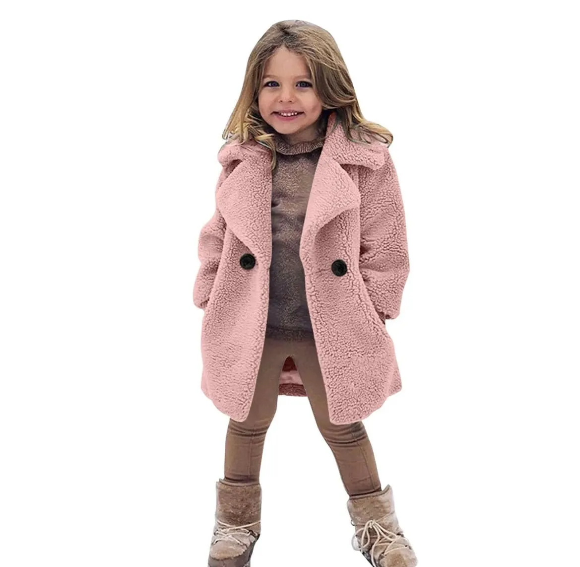 Girls Sherpa Coat - Dusty Pink