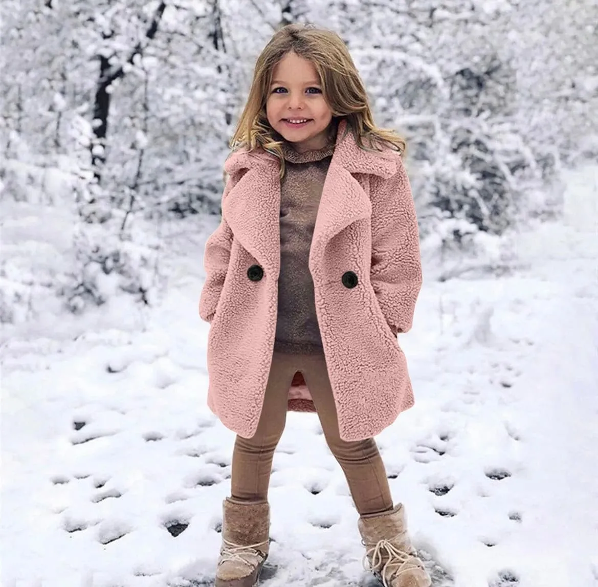 Girls Sherpa Coat - Dusty Pink