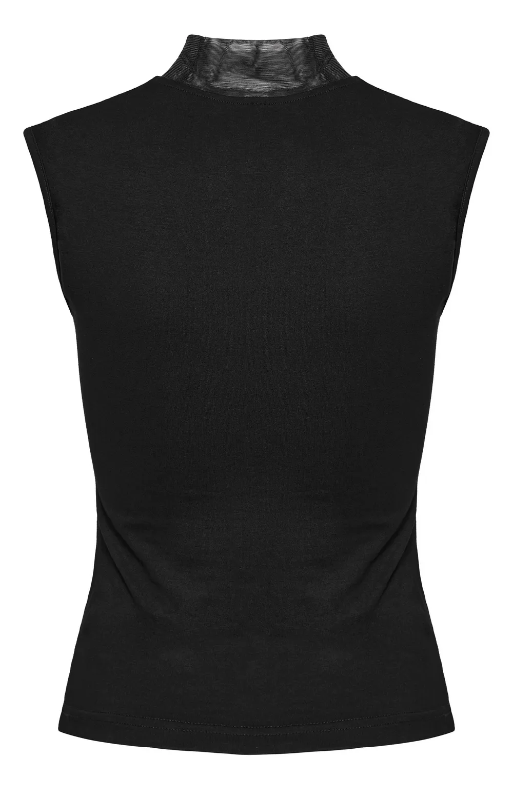 Gothic Black High Neck Top With Skeleton Pleats