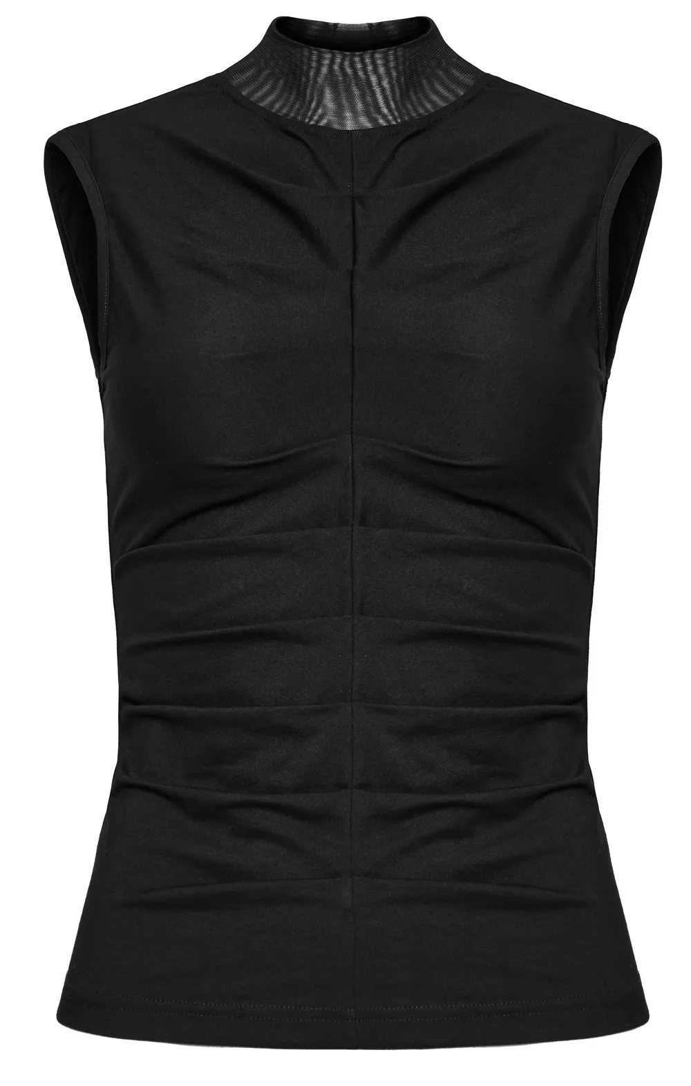 Gothic Black High Neck Top With Skeleton Pleats