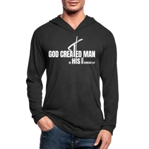 Graphic Hoodie, God Created Man Inspiration Tri-Blend Hooded Tee