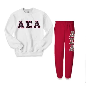 Greek Letter 9oz Crewneck Sweatshirt and Sweatpants, Package Deal - TWILL