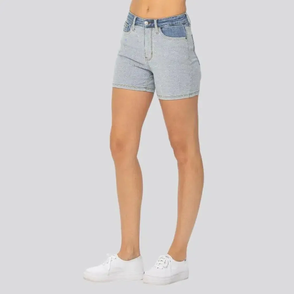 High-waist skinny women's denim shorts