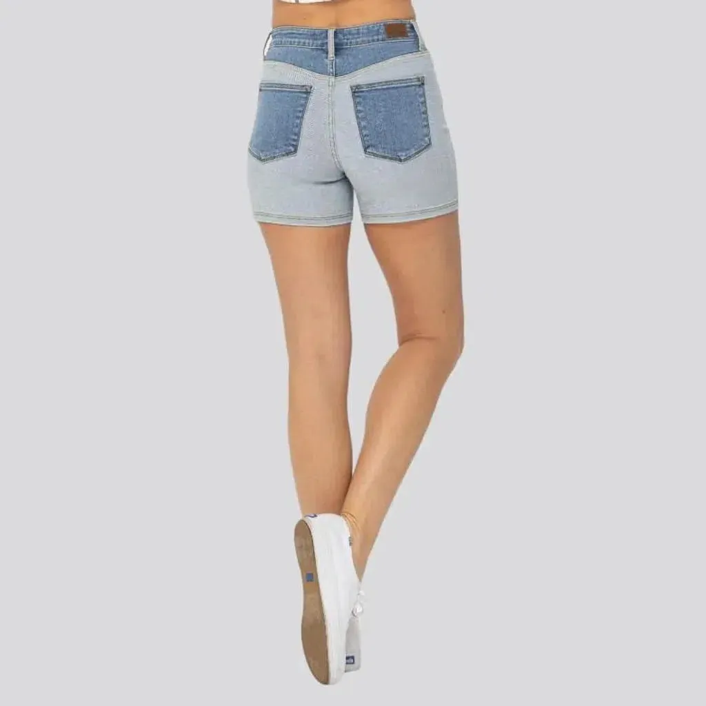 High-waist skinny women's denim shorts